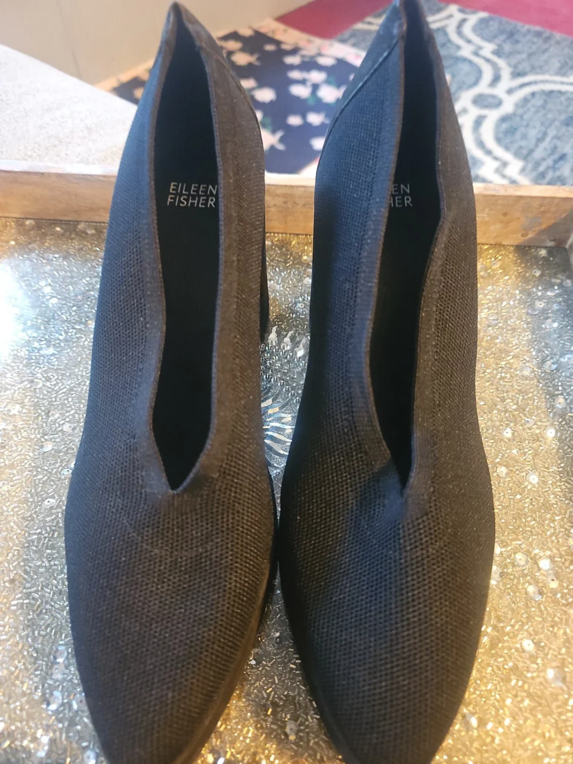 Eileen Fisher 厚底黑色鞋 状况完好 10 码-