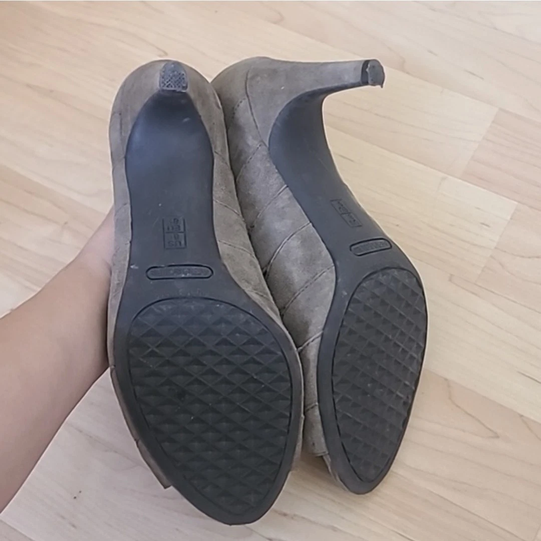 Aerosoles 鞋跟休息 Lambada 灰色灰褐色麂皮绒 Cagey 拉链高跟鞋凉鞋 8.5-