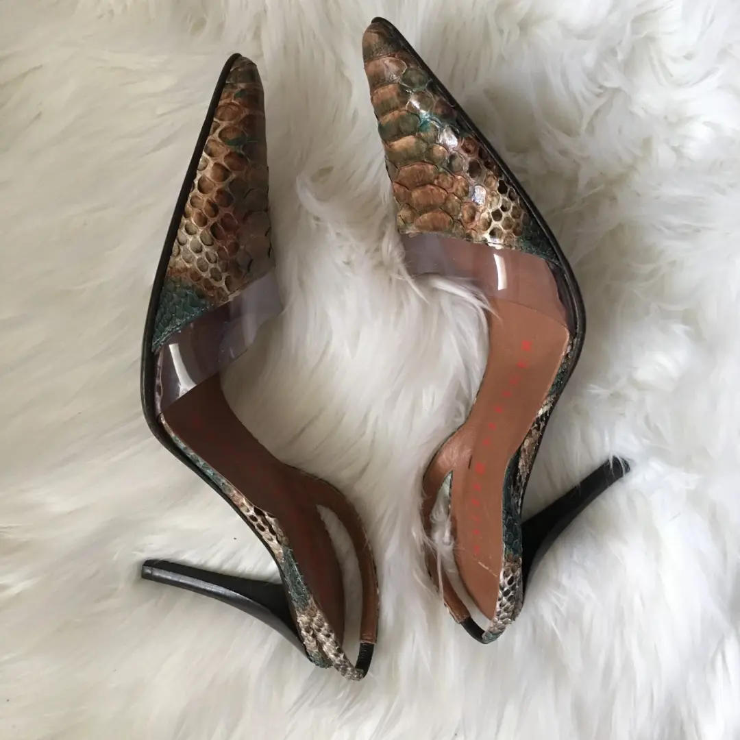 walter Steiger 鞋码 38.5 多色鳄鱼露背鞋-