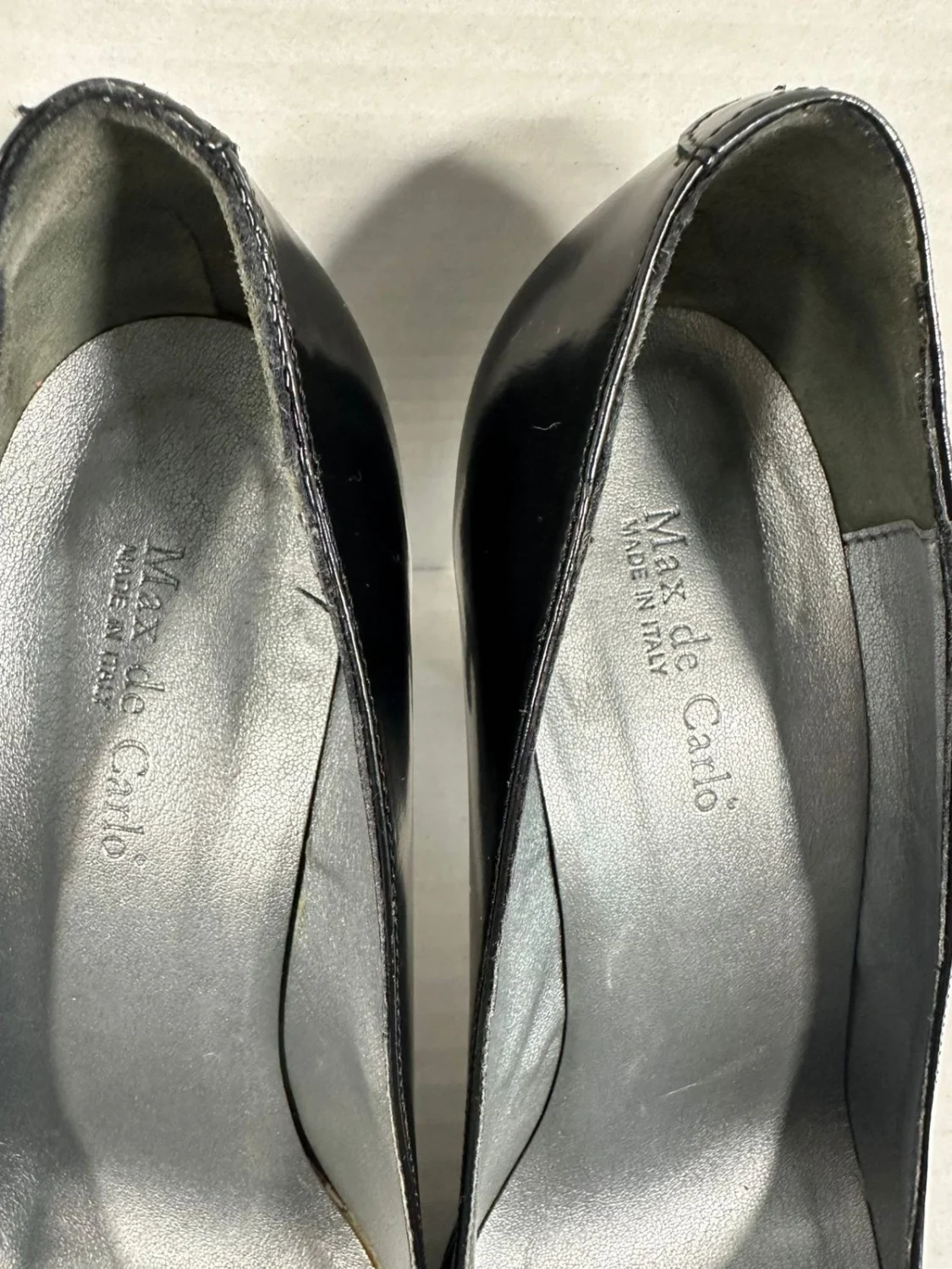 Max De Carlo sz 7.5 B 黑色皮革女式厚底泵 意大利-