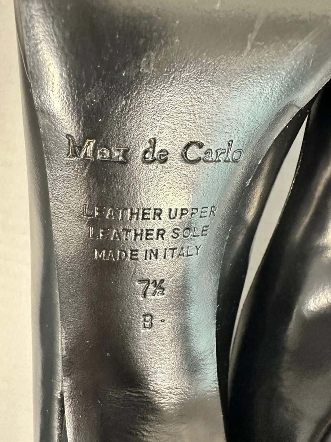 Max De Carlo sz 7.5 B 黑色皮革女式厚底泵 意大利-