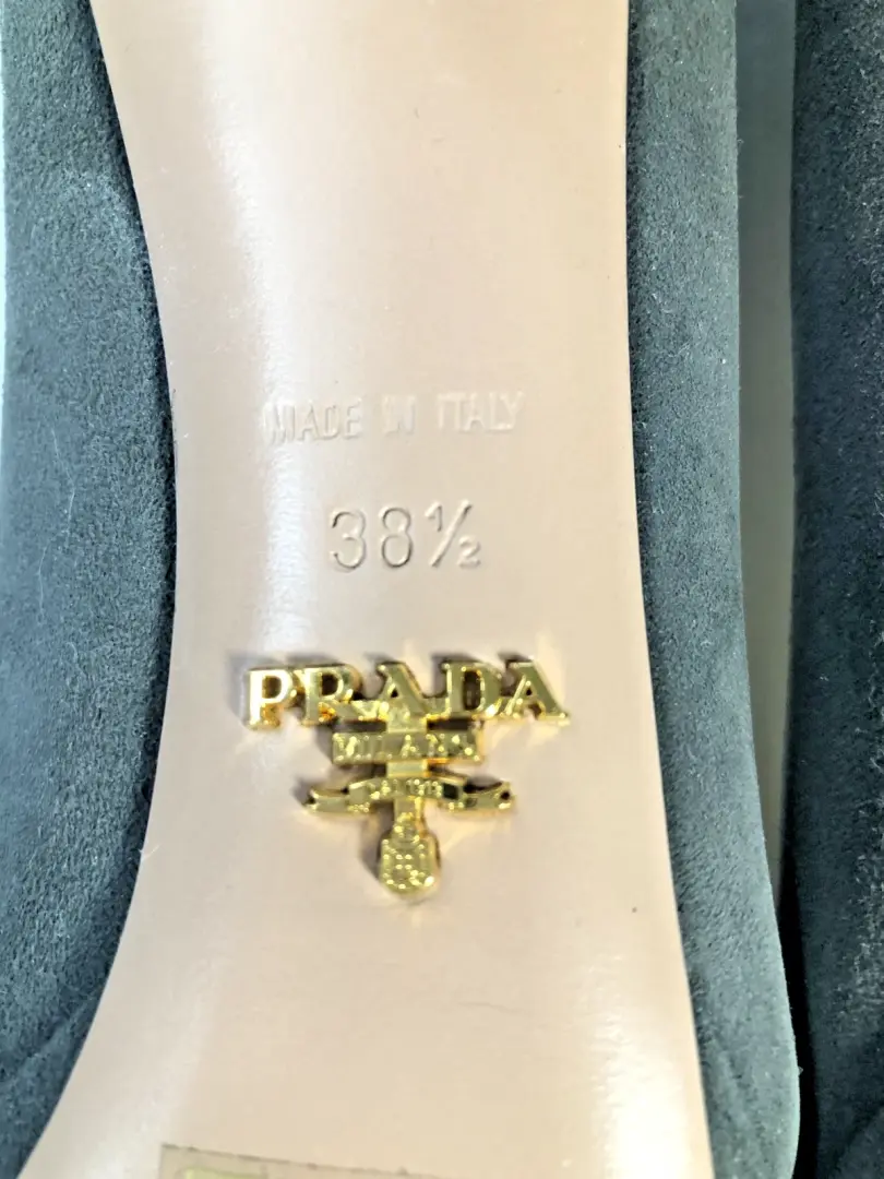 复古灰色普拉达高跟鞋麂皮绒/皮革女式 S EU 38.5,4 英寸高跟鞋,上好-