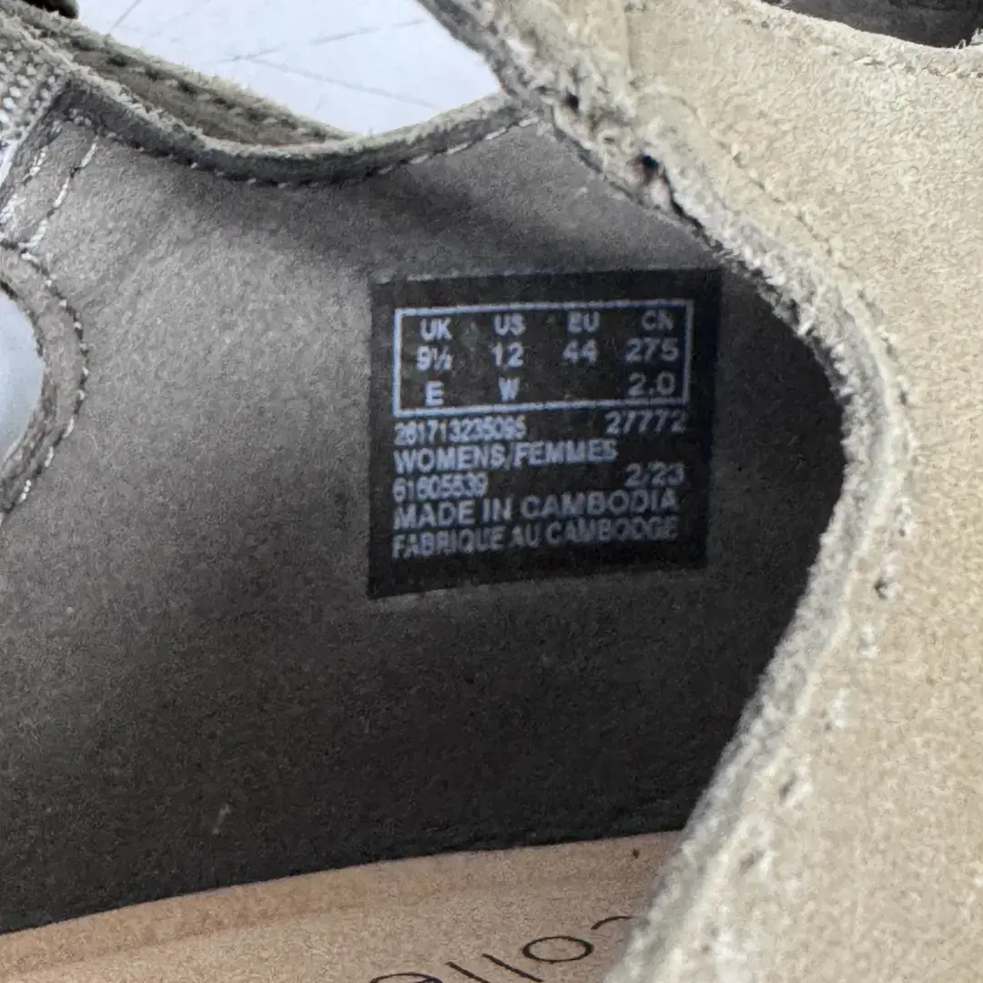 Clarks 坡跟凉鞋 US 12M 天然绑带帆布厚底全新带标签-