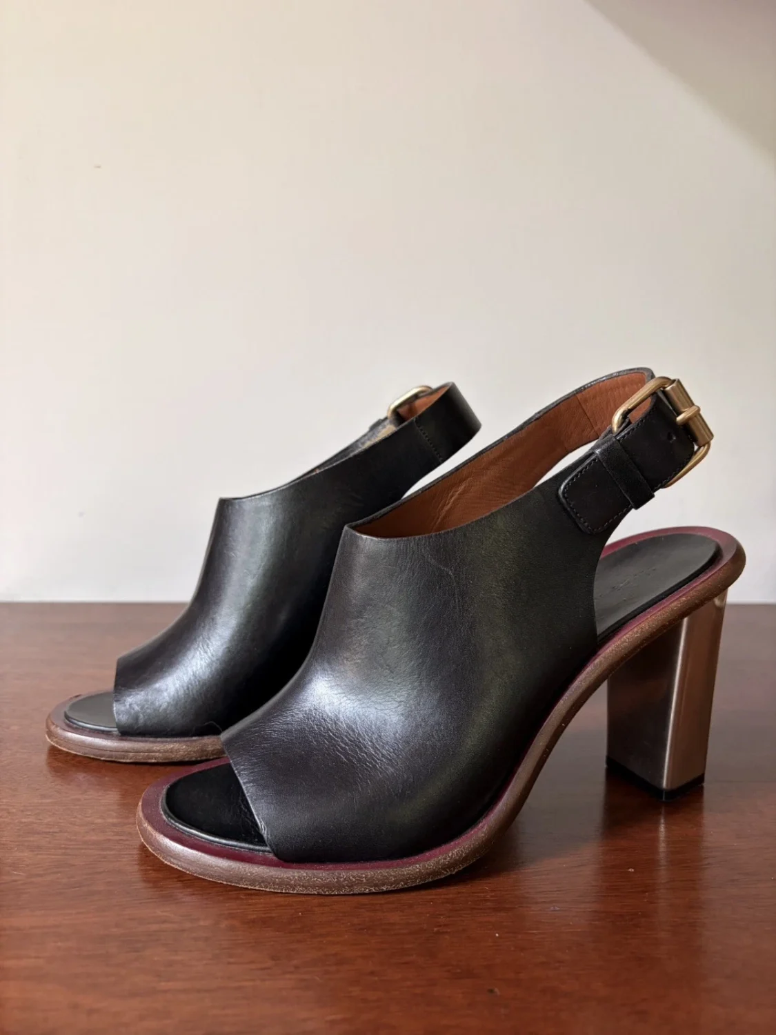 Céline 黑色 Bam Bam 皮革凉鞋高跟鞋 38 US 8-