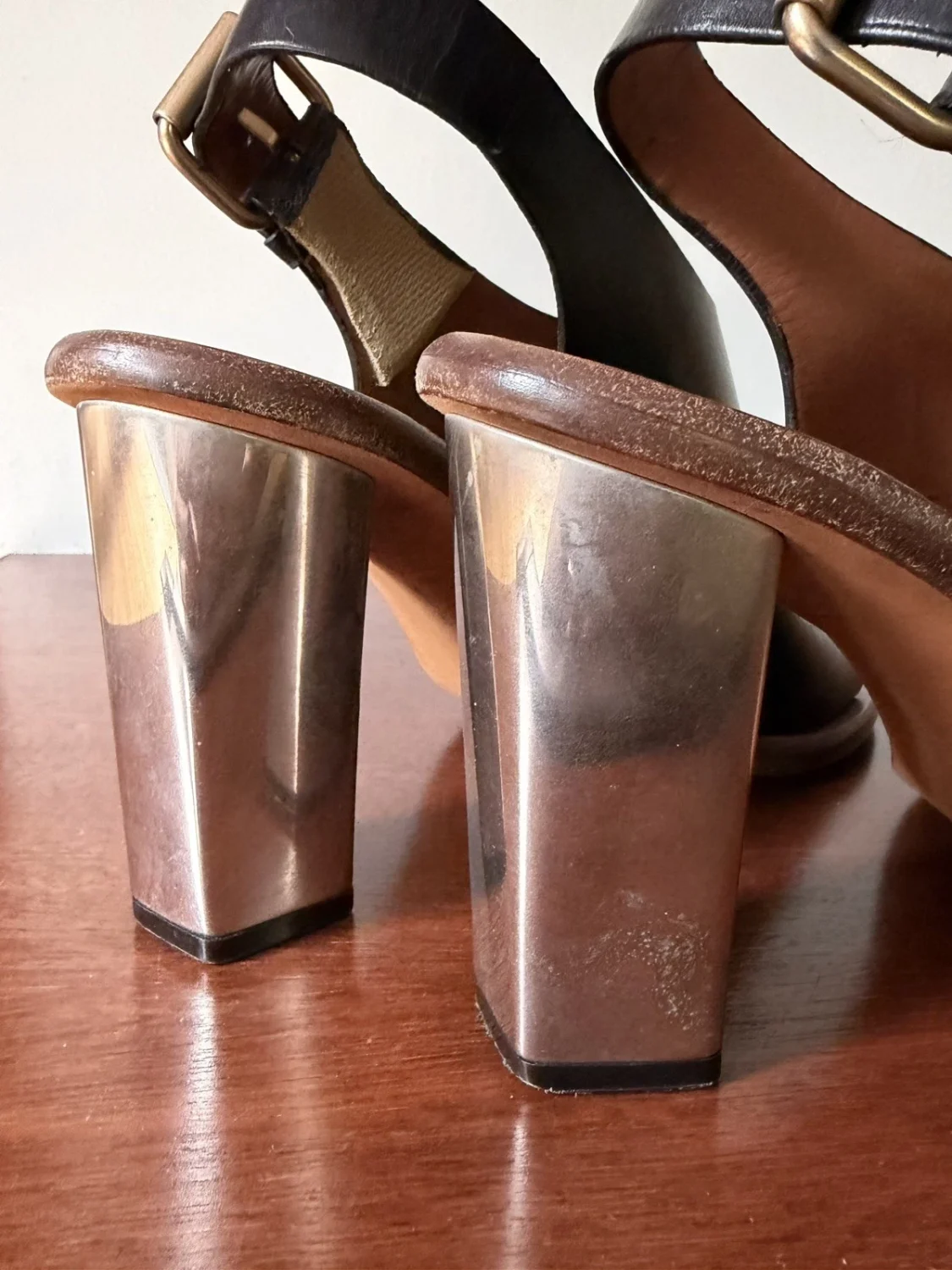 Céline 黑色 Bam Bam 皮革凉鞋高跟鞋 38 US 8-