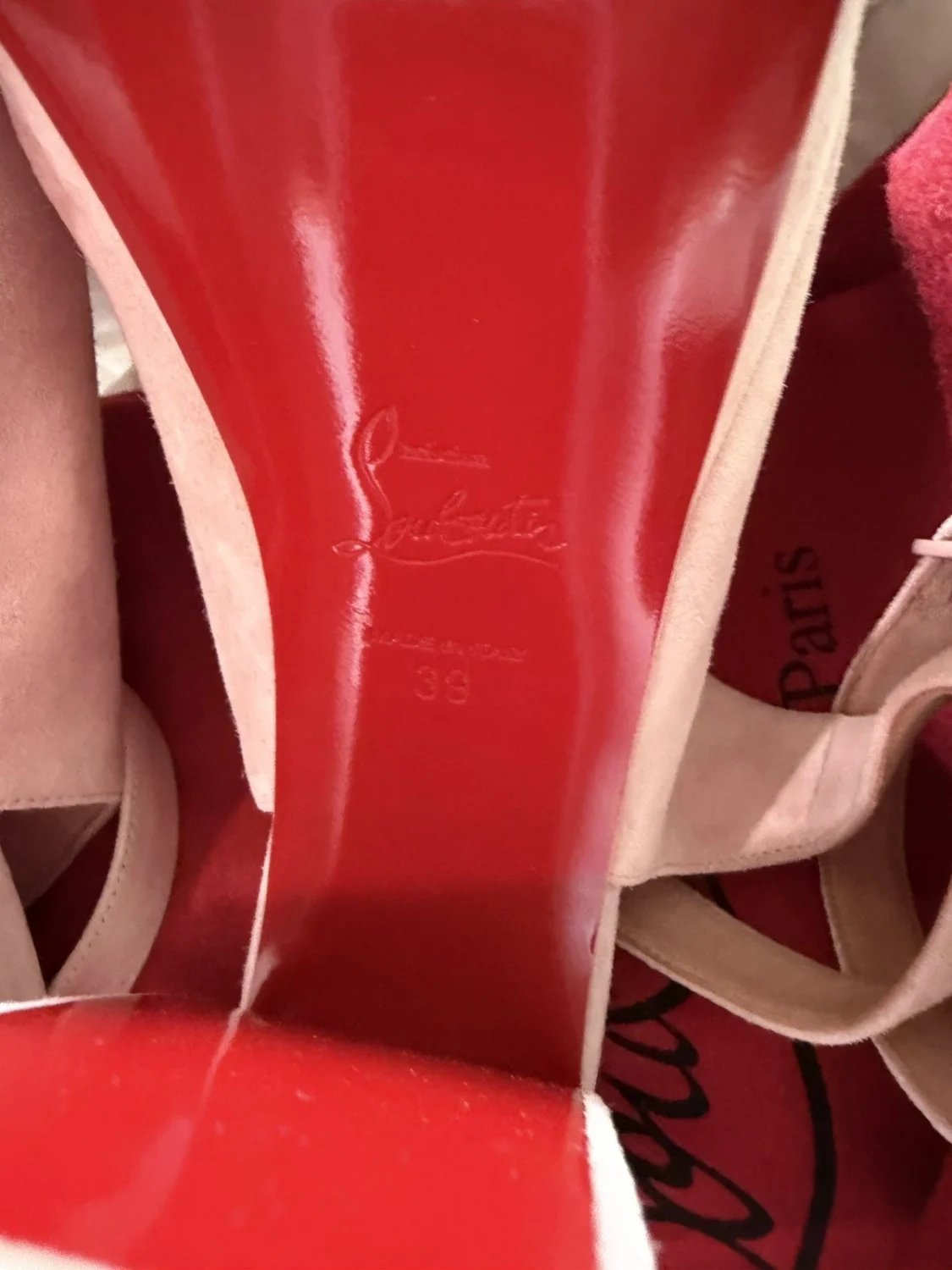 Christian Louboutin Movida Iriza 130 麂皮厚底凉鞋 Rosy 粉红色 39 码-