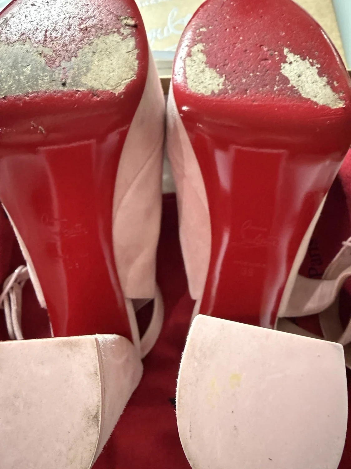 Christian Louboutin Movida Iriza 130 麂皮厚底凉鞋 Rosy 粉红色 39 码-
