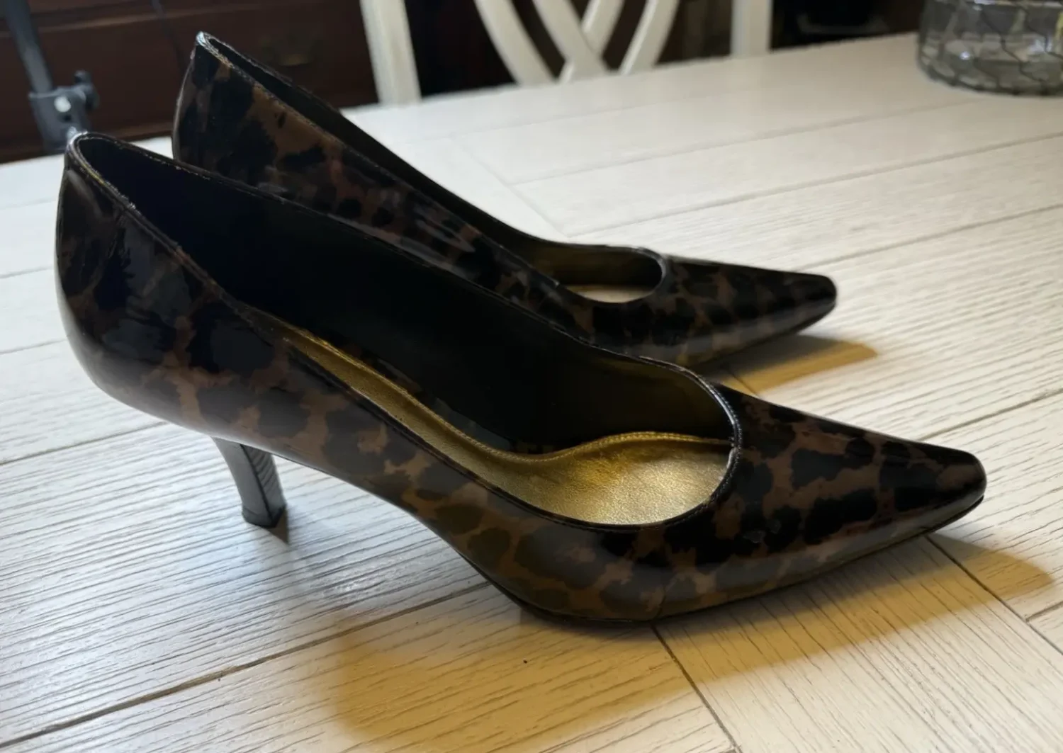 Antonio Melani 豹纹漆皮 3 英寸高跟鞋 Glam Boho Y2K 9 M-