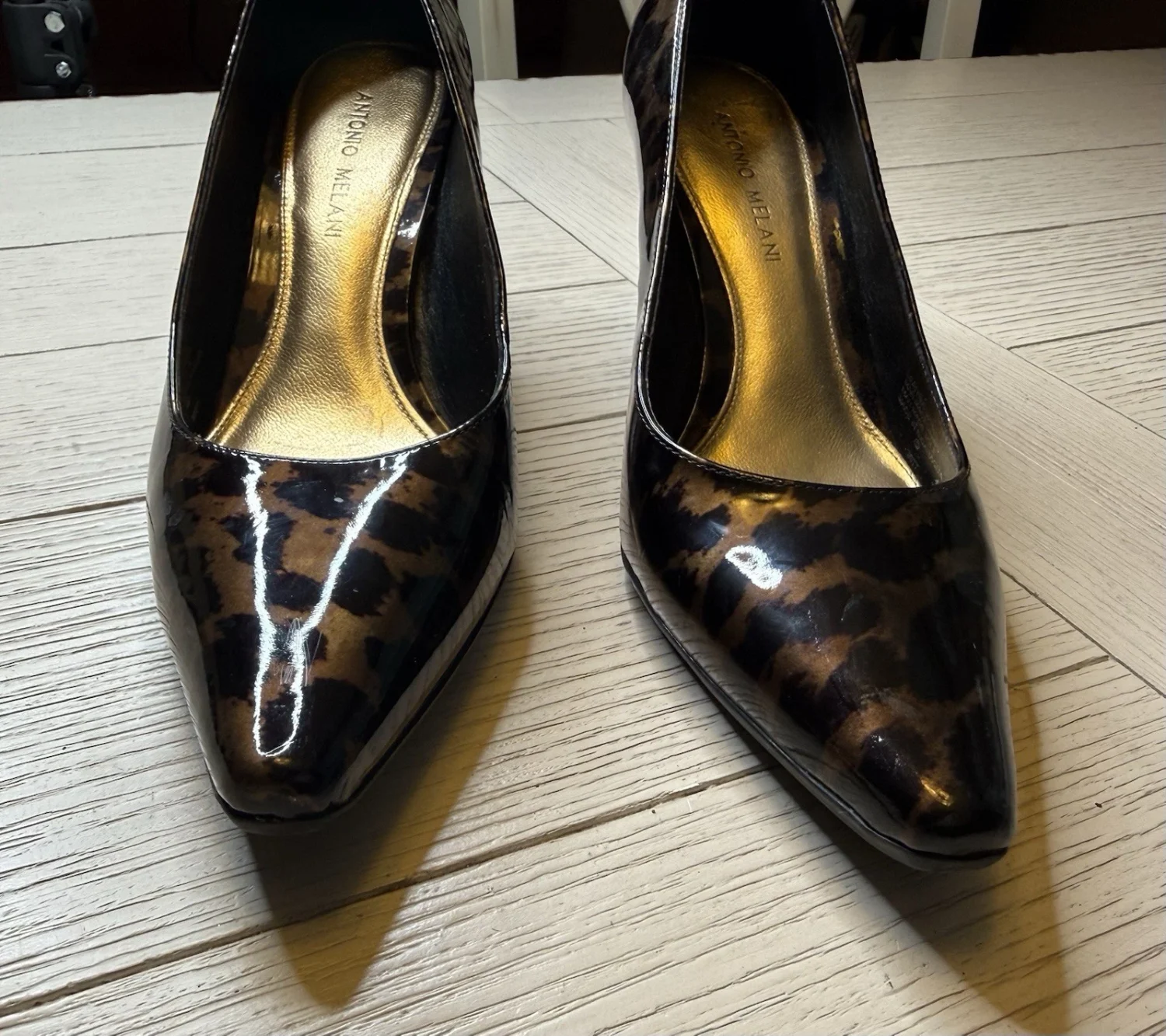 Antonio Melani 豹纹漆皮 3 英寸高跟鞋 Glam Boho Y2K 9 M-