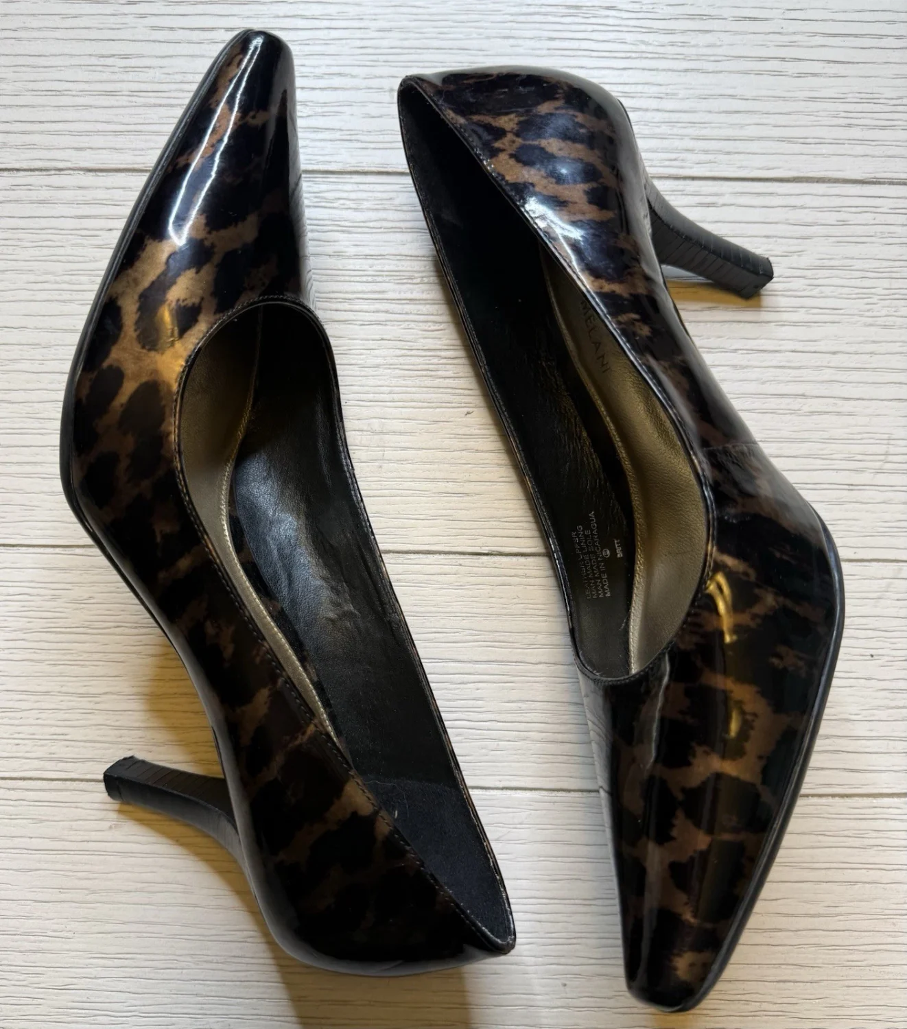 Antonio Melani 豹纹漆皮 3 英寸高跟鞋 Glam Boho Y2K 9 M-