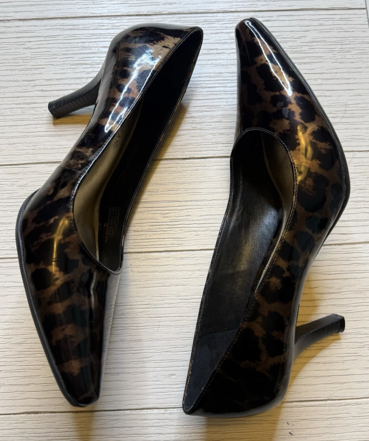 Antonio Melani 豹纹漆皮 3 英寸高跟鞋 Glam Boho Y2K 9 M-