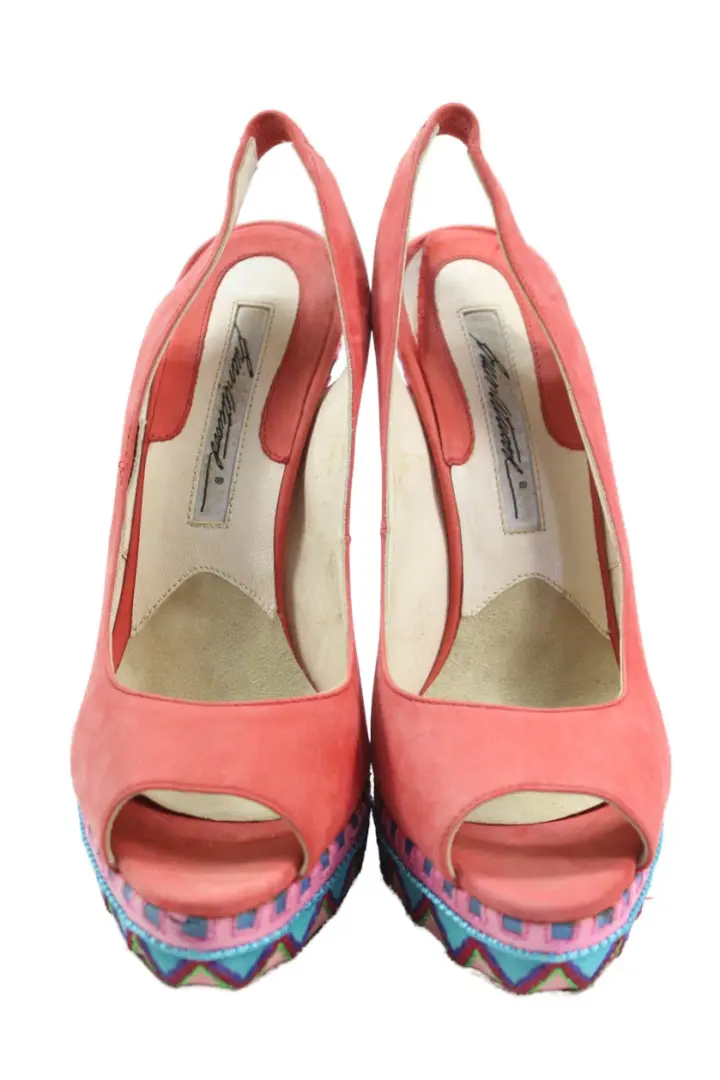 Brian Atwood 女式露趾厚底露背凉鞋 Carol 尺码 37-