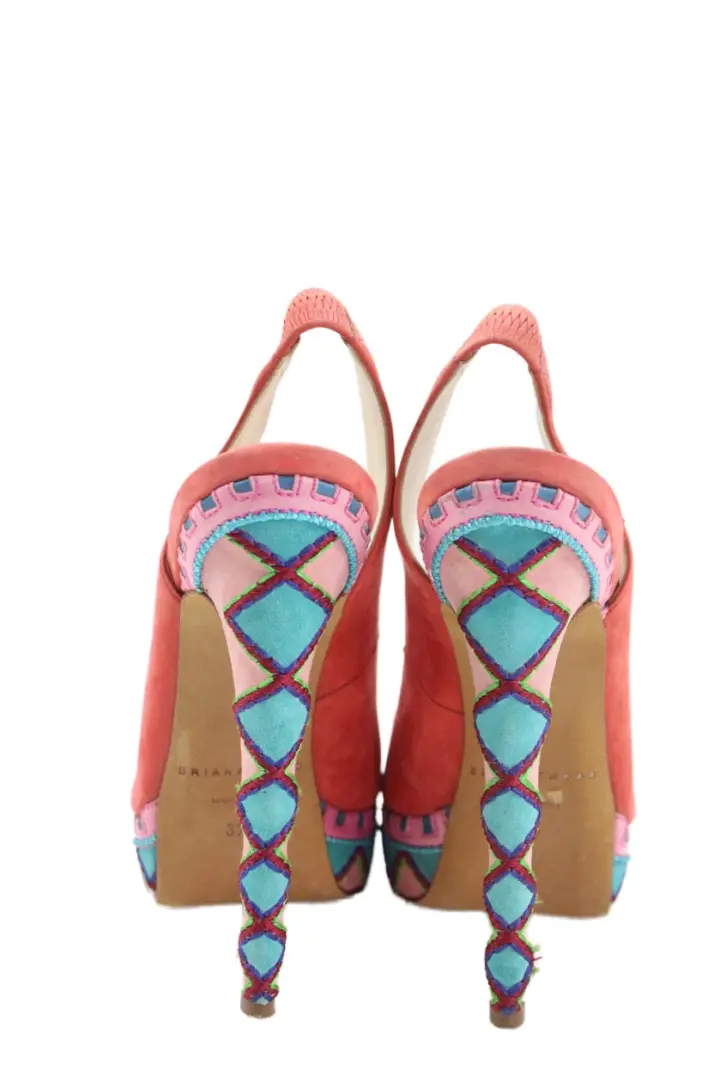 Brian Atwood 女式露趾厚底露背凉鞋 Carol 尺码 37-