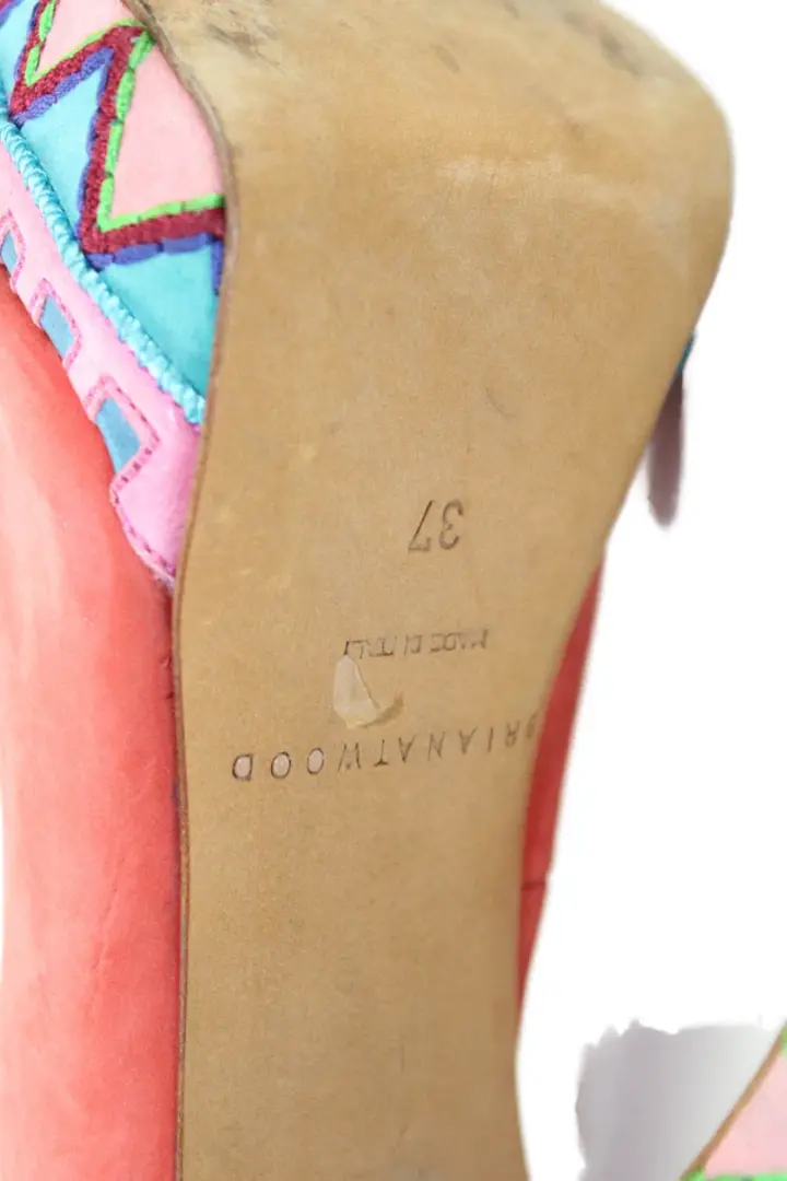 Brian Atwood 女式露趾厚底露背凉鞋 Carol 尺码 37-