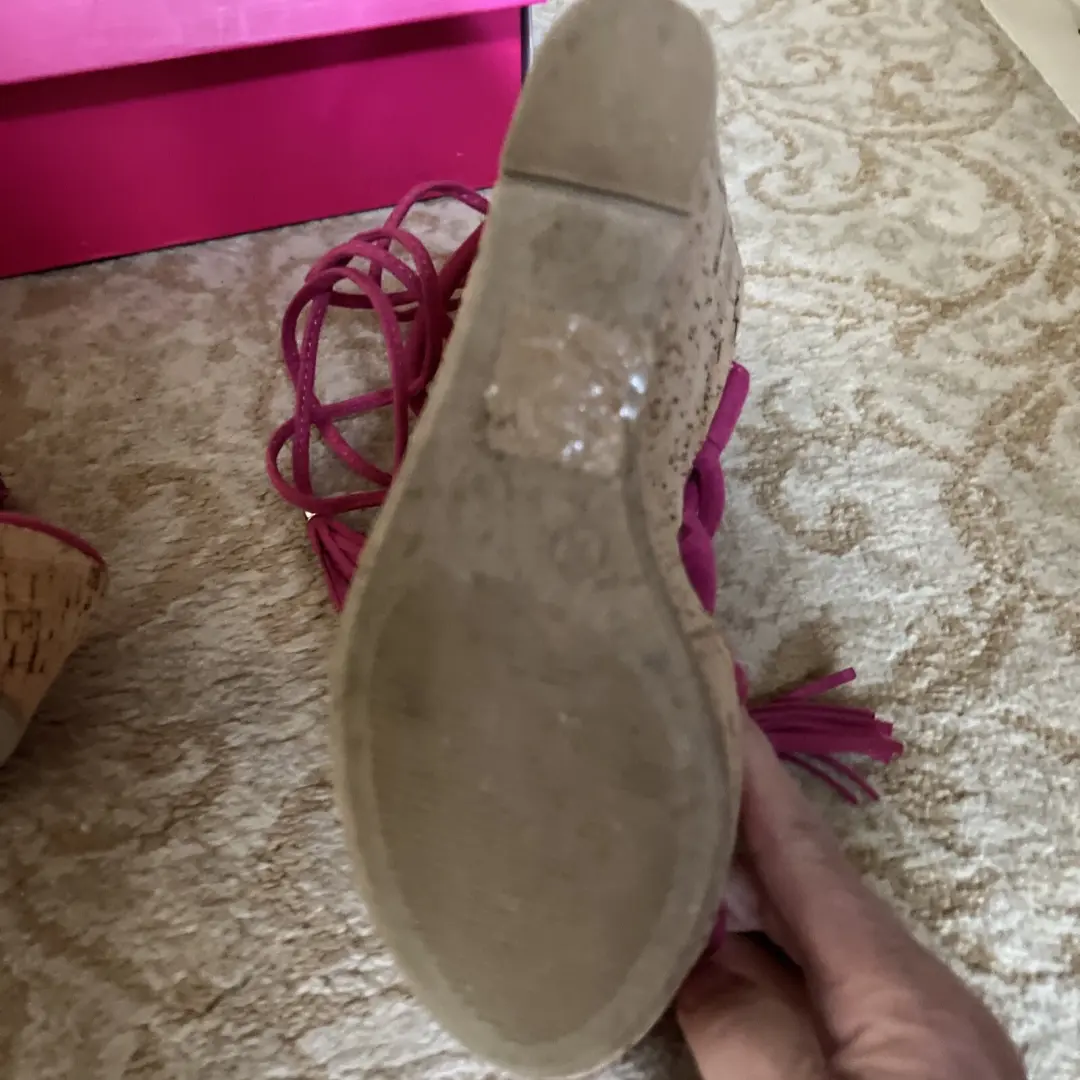 🦄😎🩷Pink Shoedazzle 7.5 坡跟高跟鞋-踝带鞋 Karlotta 二手状况完好-