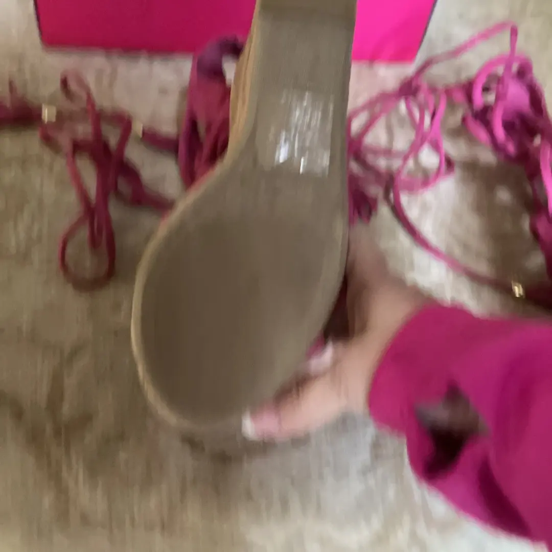 🦄😎🩷Pink Shoedazzle 7.5 坡跟高跟鞋-踝带鞋 Karlotta 二手状况完好-
