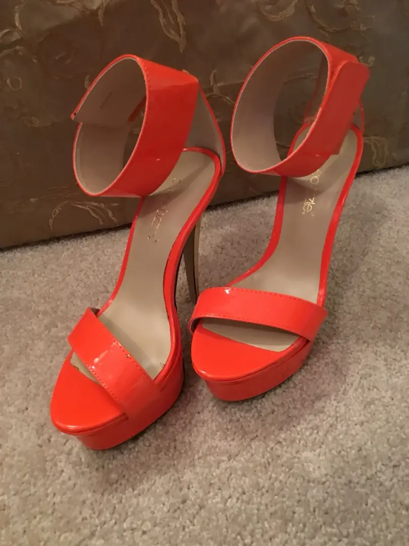 😎🧡Orange Shoedazzle 5.5高跟鞋-踝带鞋-