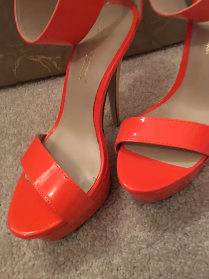 😎🧡Orange Shoedazzle 5.5高跟鞋-踝带鞋-