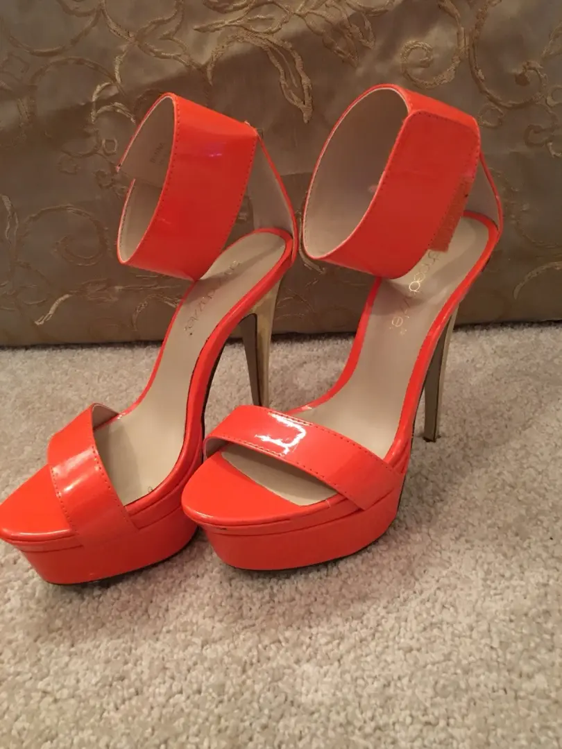 😎🧡Orange Shoedazzle 5.5高跟鞋-踝带鞋-