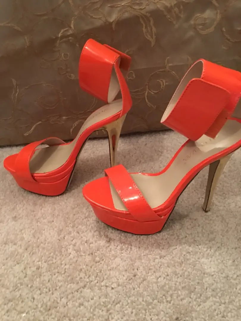 😎🧡Orange Shoedazzle 5.5高跟鞋-踝带鞋-