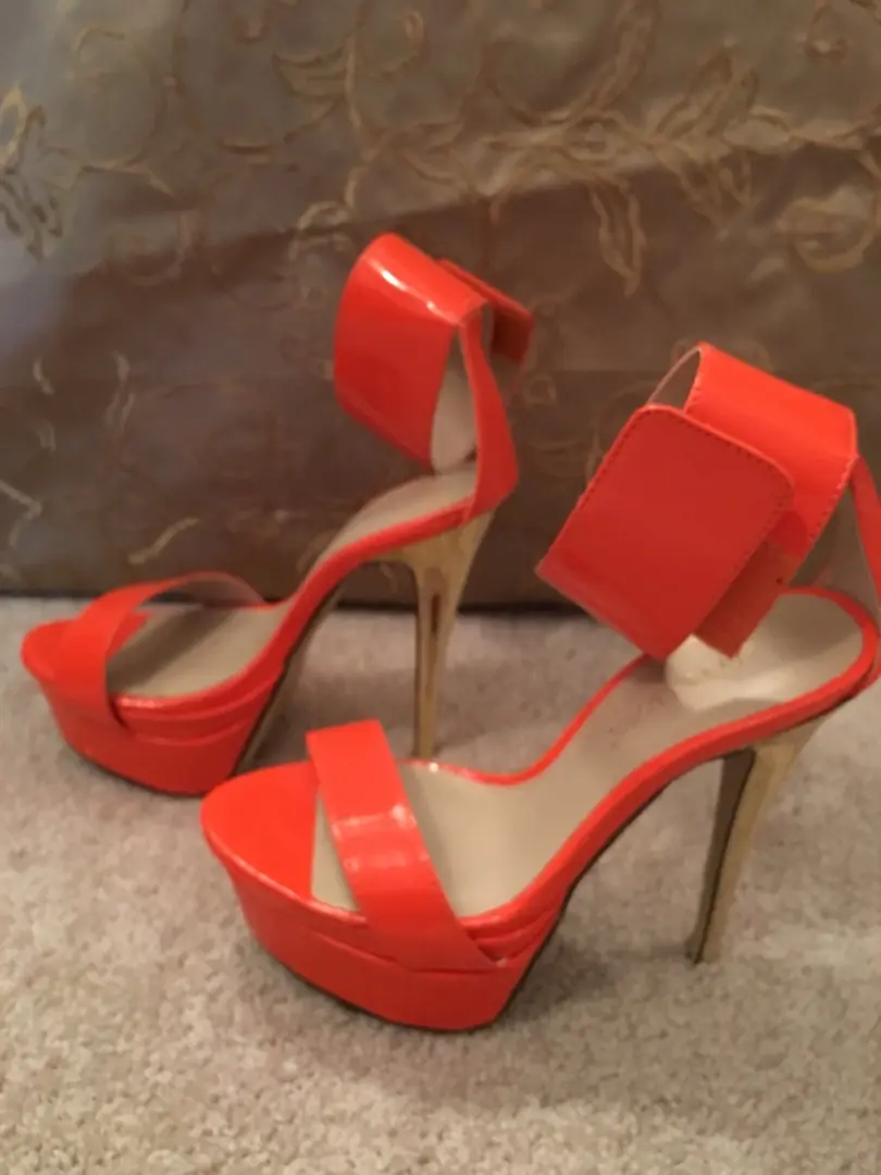 😎🧡Orange Shoedazzle 5.5高跟鞋-踝带鞋-
