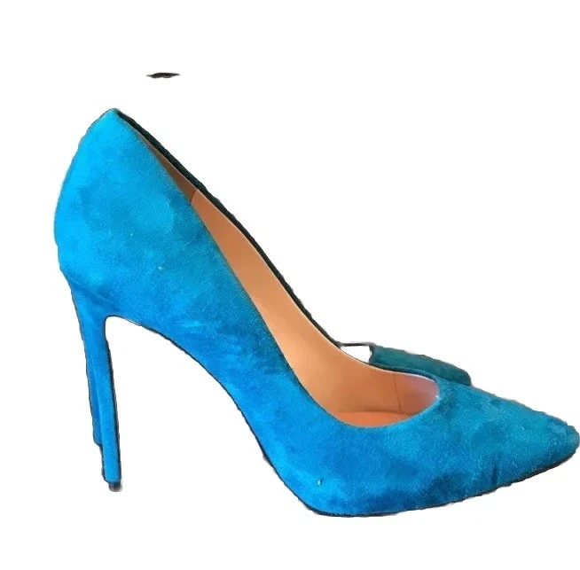 👠😎💚 出售 Jessica Simpson 绿松石麂皮绒尖头 4 英寸细高跟鞋 5.5 码-