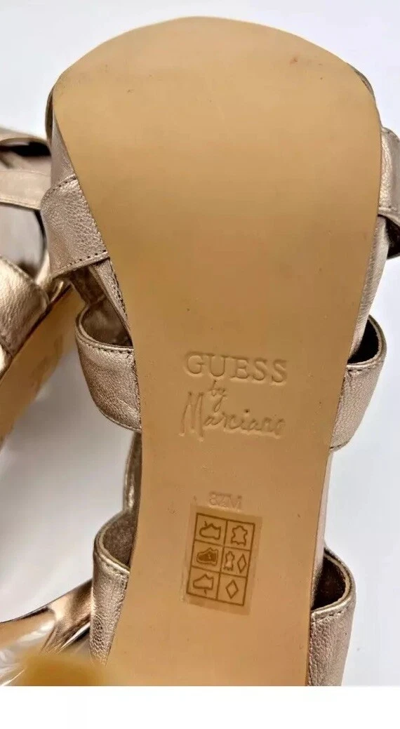 👠😎💛Guess 尺寸 5.5 Marciano 金属金色水钻高跟鞋凉鞋-