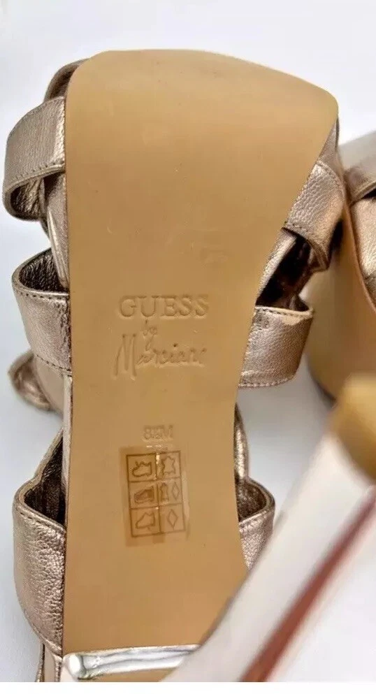 👠😎💛Guess 尺寸 5.5 Marciano 金属金色水钻高跟鞋凉鞋-