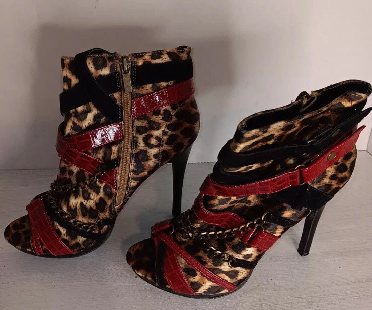 👠😎❤️ Anne Michelle 女式细跟短靴动物印花鬃毛 6 码-