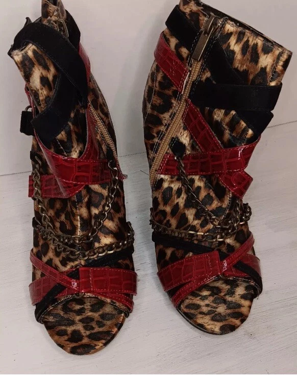 👠😎❤️ Anne Michelle 女式细跟短靴动物印花鬃毛 6 码-