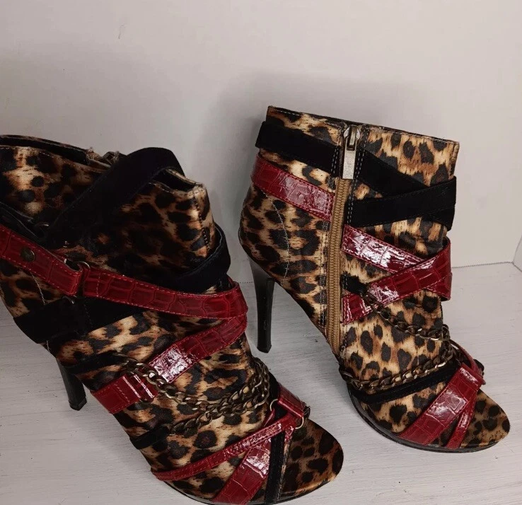 👠😎❤️ Anne Michelle 女式细跟短靴动物印花鬃毛 6 码-