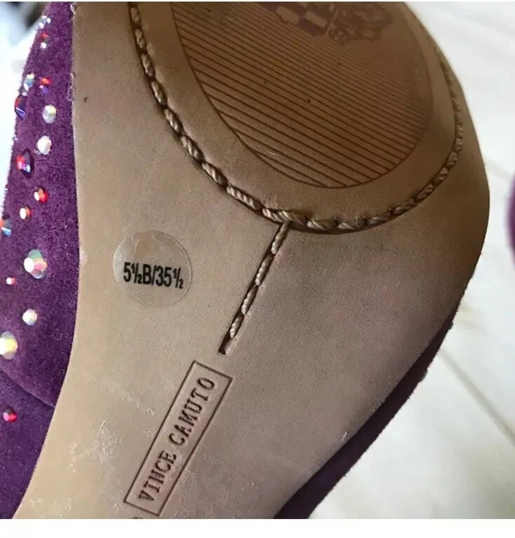 👠😎💜Vince Camuto 紫色麂皮绒串珠 6 码高跟鞋-