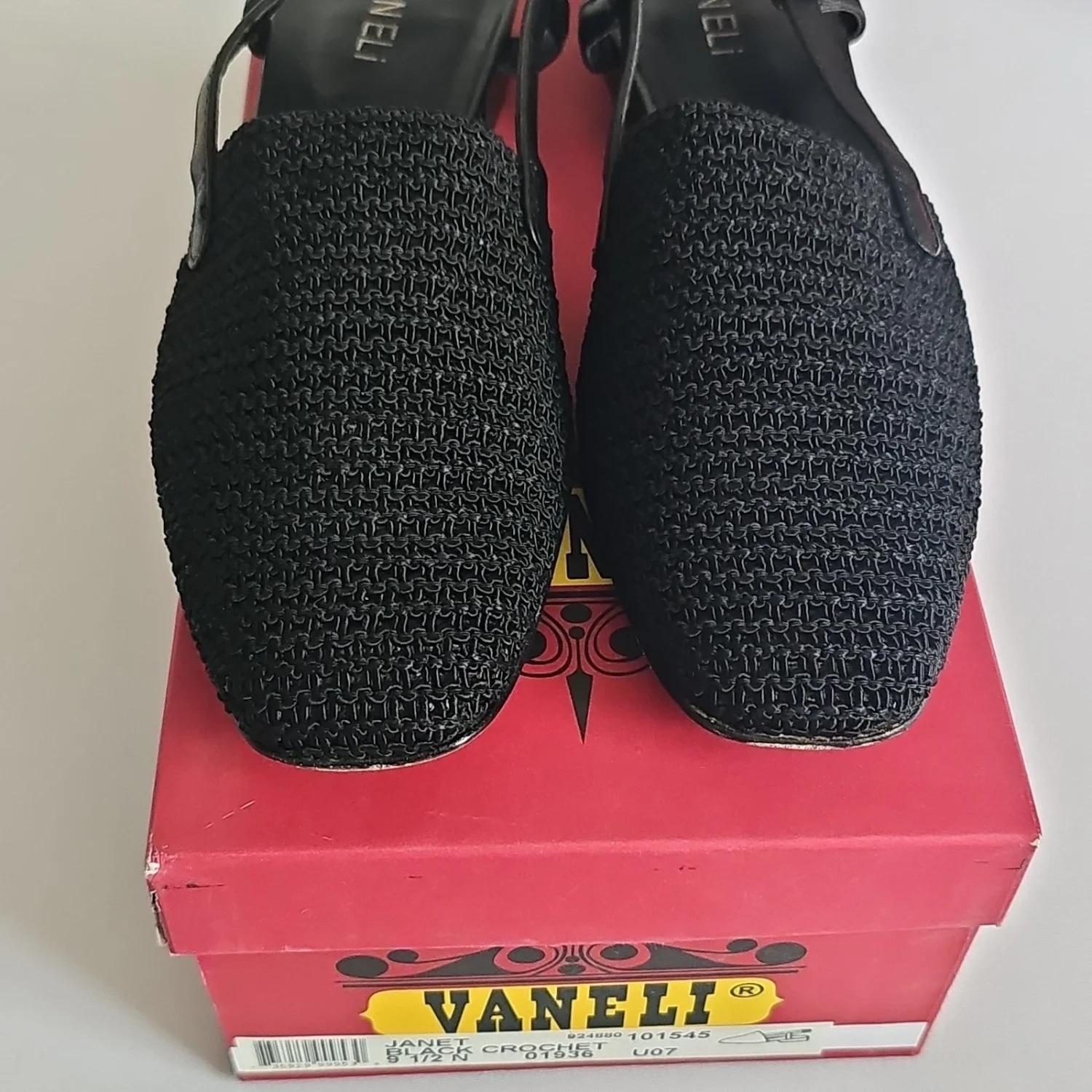 Vaneli 黑色钩针露跟方头懒人鞋 9.5 N-