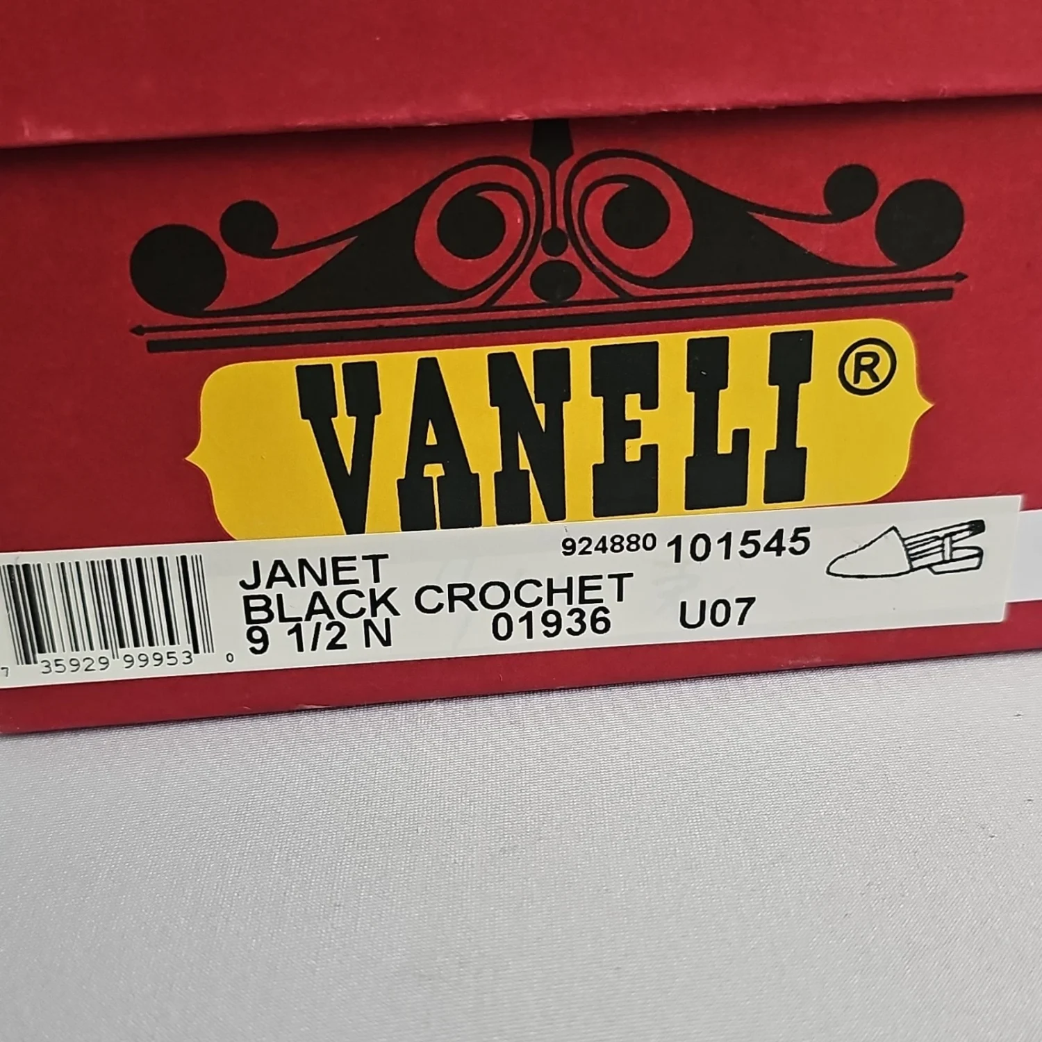 Vaneli 黑色钩针露跟方头懒人鞋 9.5 N-