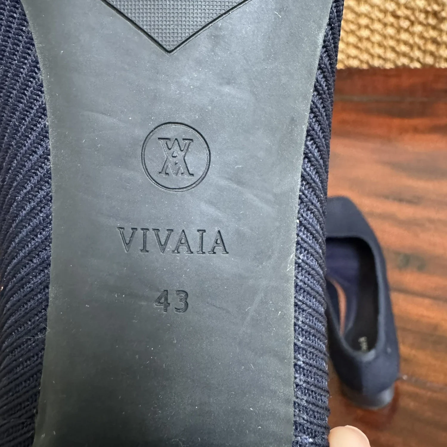 Vivaia 海军蓝针织面料旋律 2.0 方头粗跟高跟鞋 43 码-