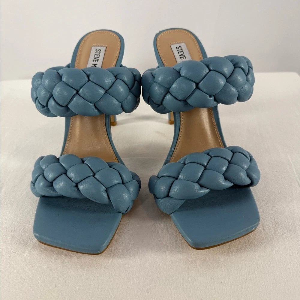 Steve Madden Kenny 编织方头高跟鞋海蓝色 8 码-
