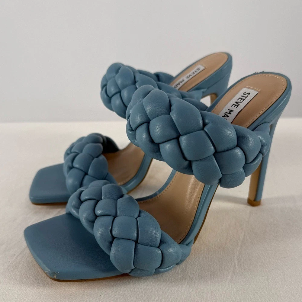 Steve Madden Kenny 编织方头高跟鞋海蓝色 8 码-