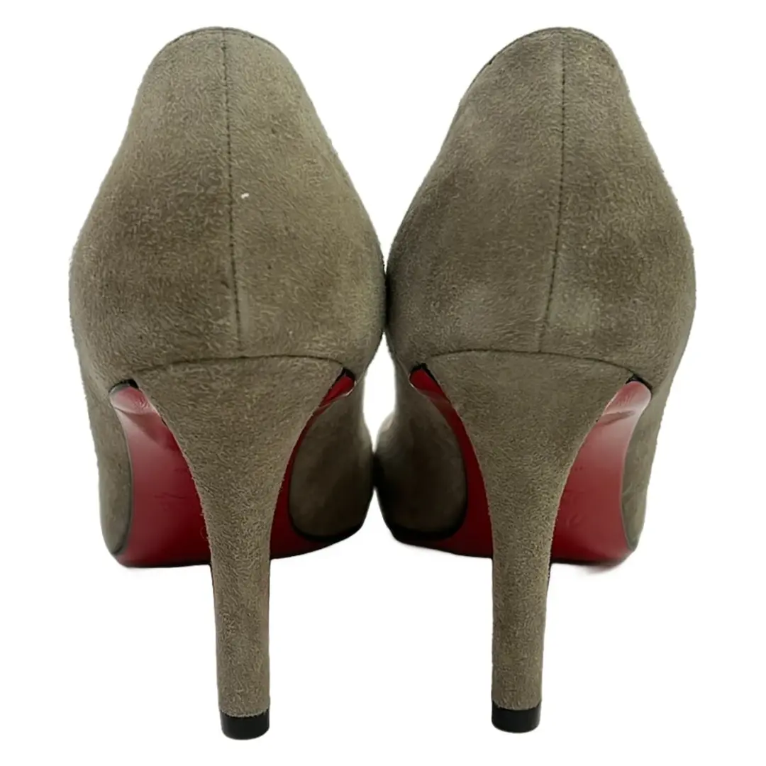 CHRISTIAN LOUBOUTIN女式灰色米色麂皮绒高跟鞋-