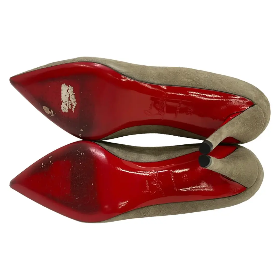 CHRISTIAN LOUBOUTIN女式灰色米色麂皮绒高跟鞋-