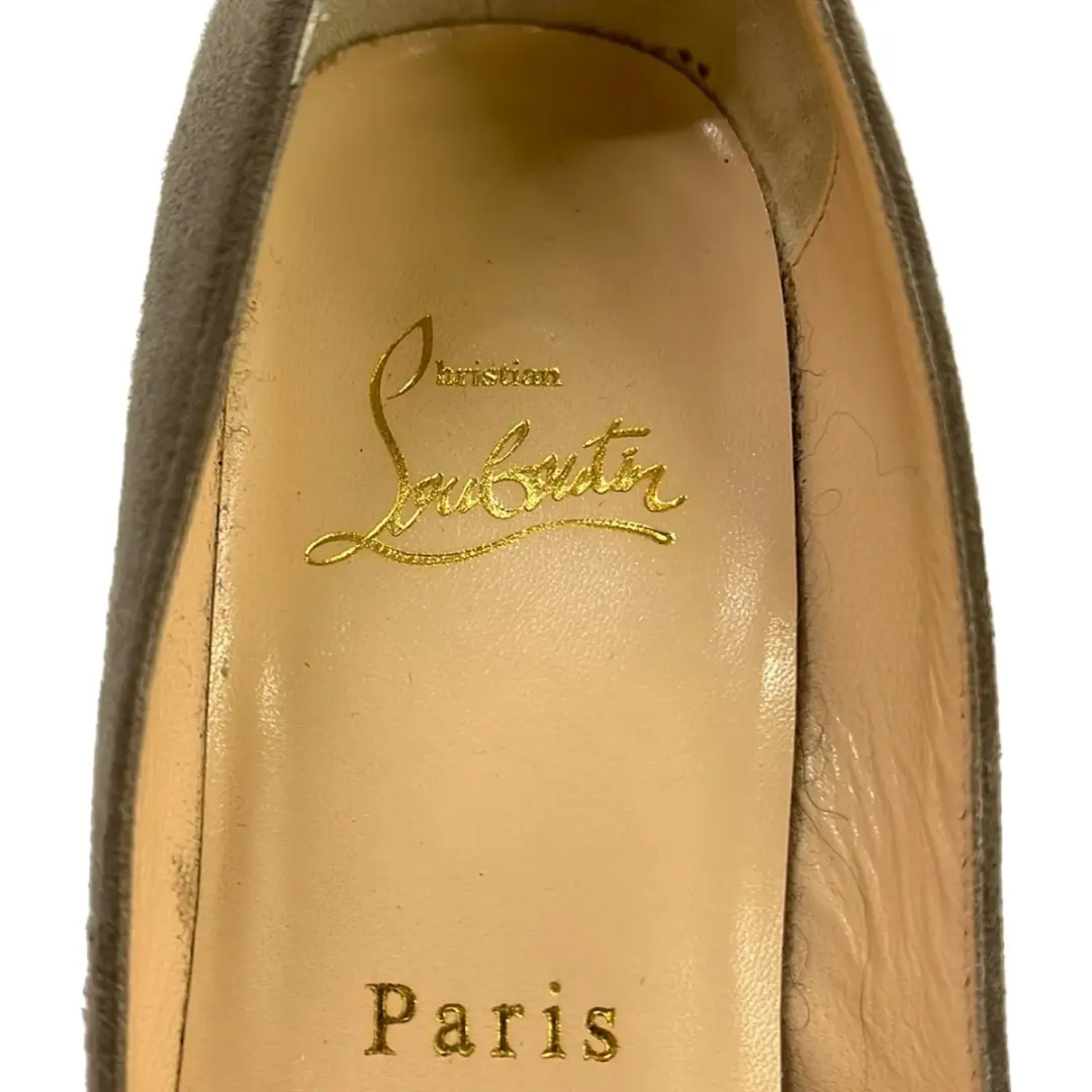 CHRISTIAN LOUBOUTIN女式灰色米色麂皮绒高跟鞋-