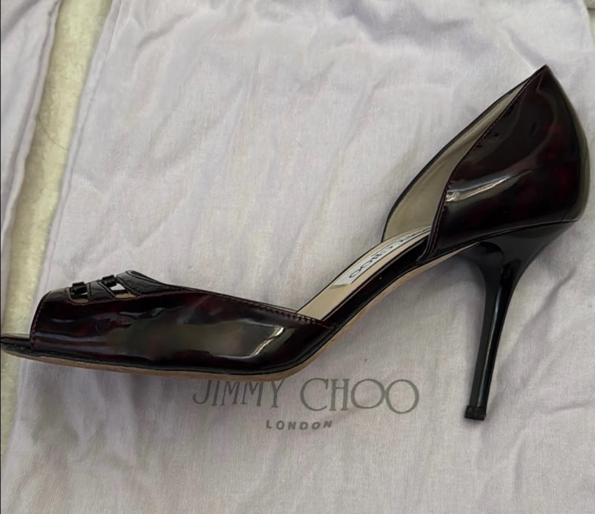 Jimmy Choo 高跟鞋-尺寸 38- 豹纹专利波尔多红-