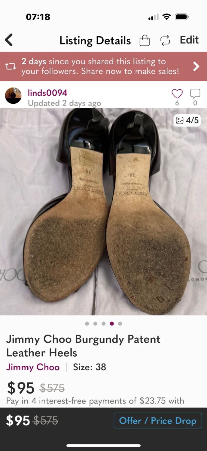 Jimmy Choo 高跟鞋-尺寸 38- 豹纹专利波尔多红-