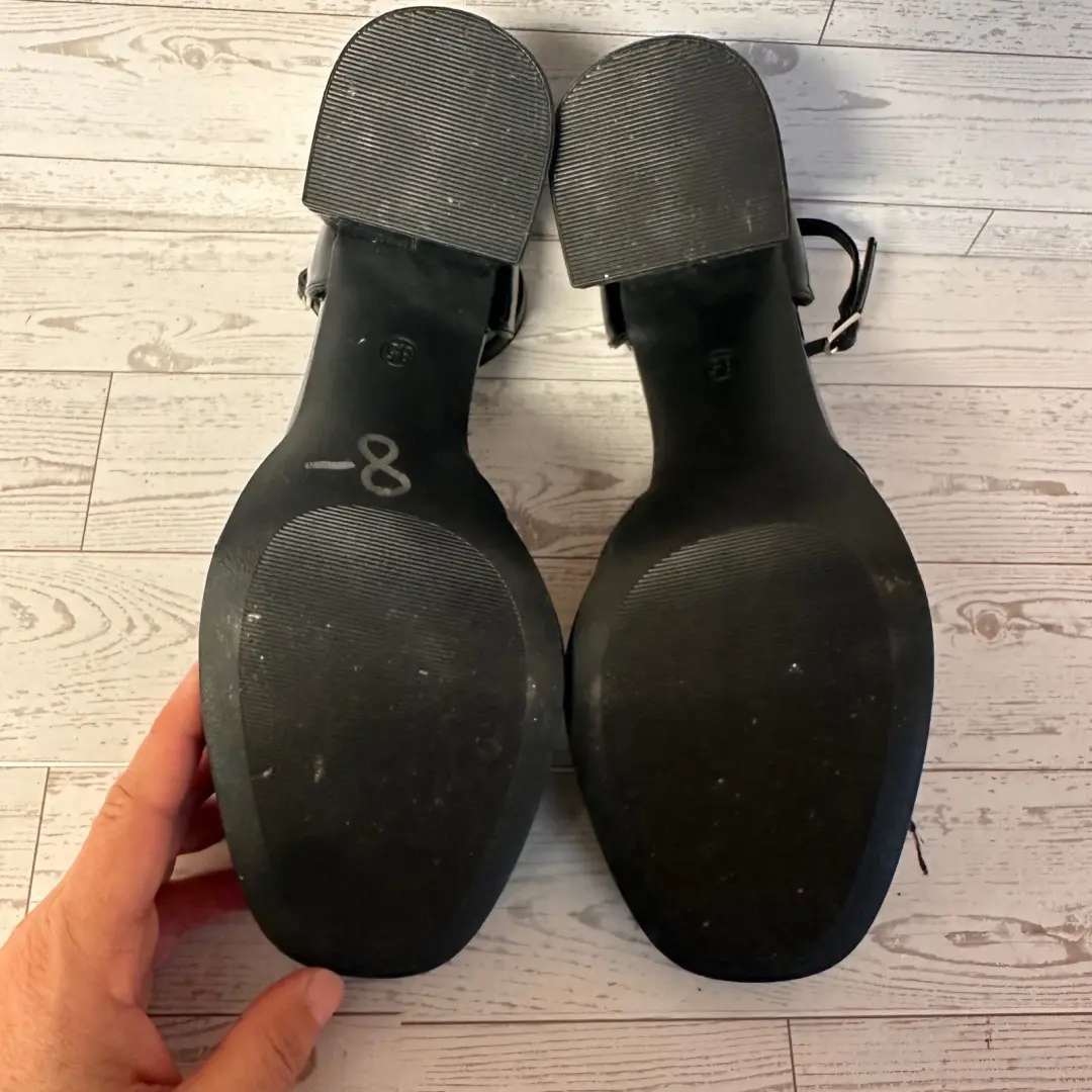 SO 黑色专利 Mary Jane Platform Block 90 年代风格高跟鞋踝带高跟鞋 8.5-
