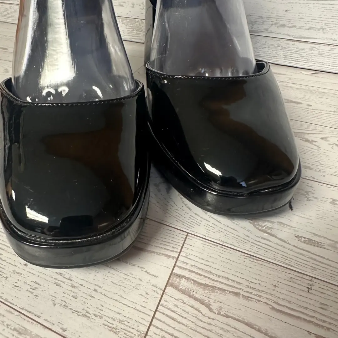 SO 黑色专利 Mary Jane Platform Block 90 年代风格高跟鞋踝带高跟鞋 8.5-