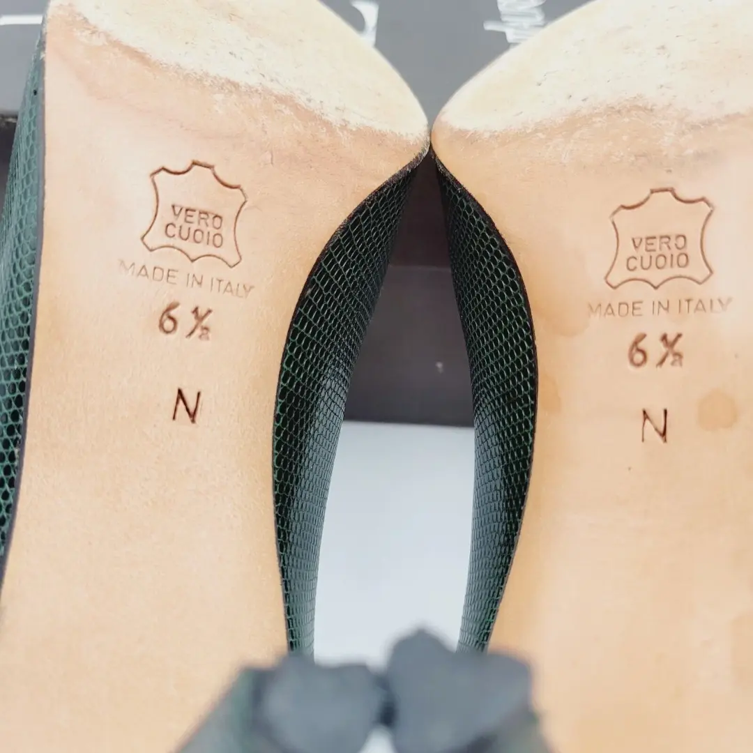 复古 YVES SAINT LAURENT 绿色 Python Triboo 高跟鞋 尺寸 6.5 意大利制造-