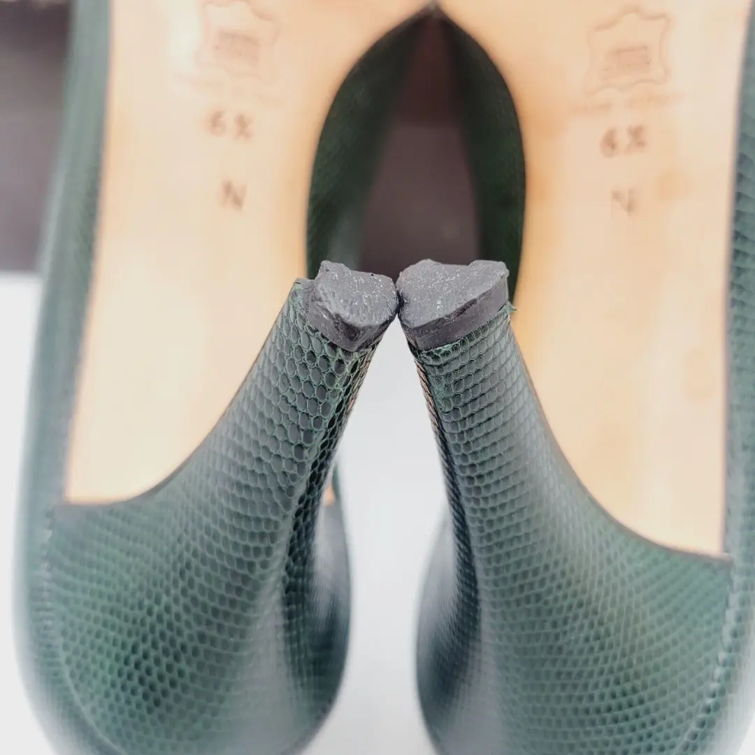 复古 YVES SAINT LAURENT 绿色 Python Triboo 高跟鞋 尺寸 6.5 意大利制造-