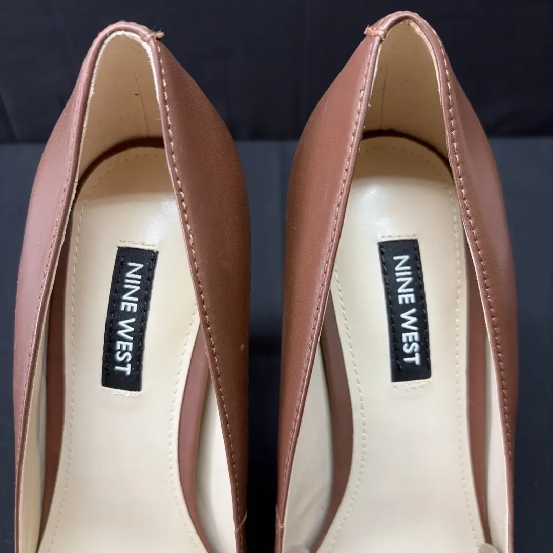 Nine West 女式 Tatiana 泵,中号棕色皮革 210,当天 7 码发货!-