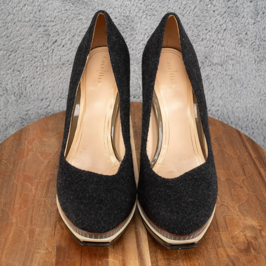 $448 Cole Haan 双平台切尔西羊毛毡泵 10 B 5 码高跟鞋-