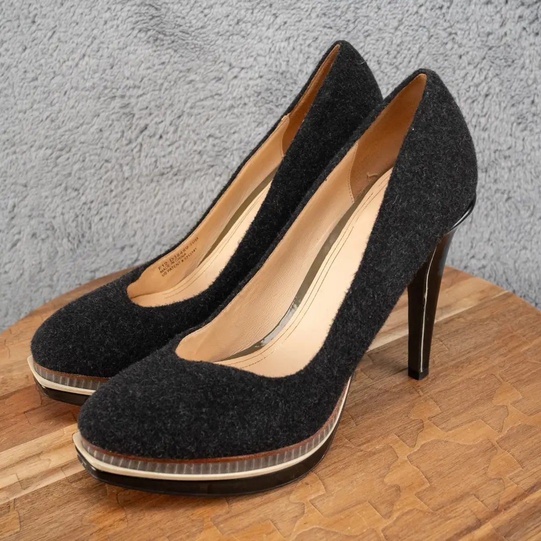 $448 Cole Haan 双平台切尔西羊毛毡泵 10 B 5 码高跟鞋-