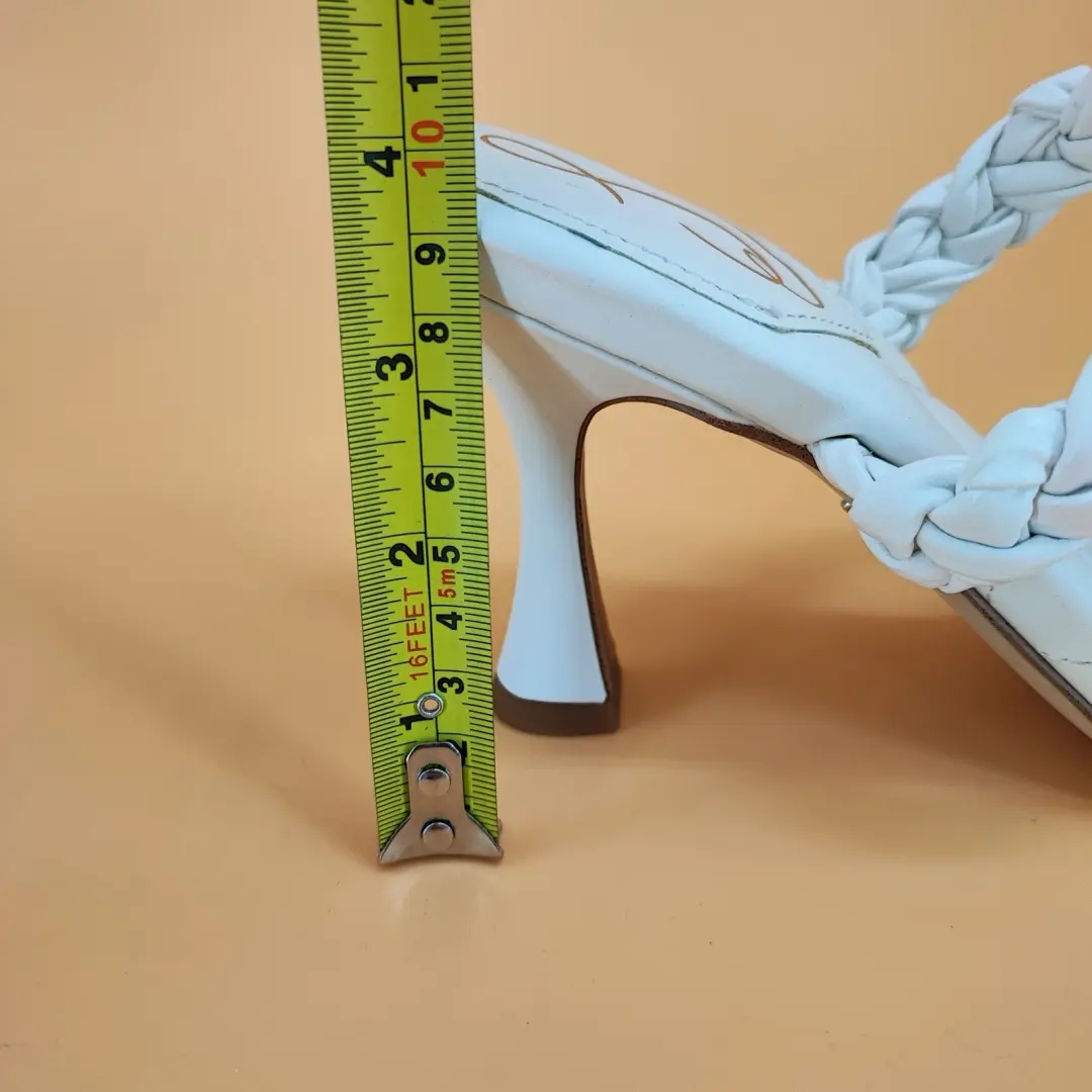 Sam Edelman Meghan 女式 9M 码凉鞋合成白色编织方形-